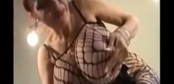  Huge fake tits mom shows son lingerie POV